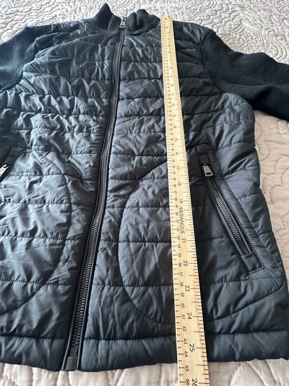 Polo Ralph Lauren Black Quilted Hybrid Jacket  Classic Designer Knit Mens Coat - Picture 10 of 16